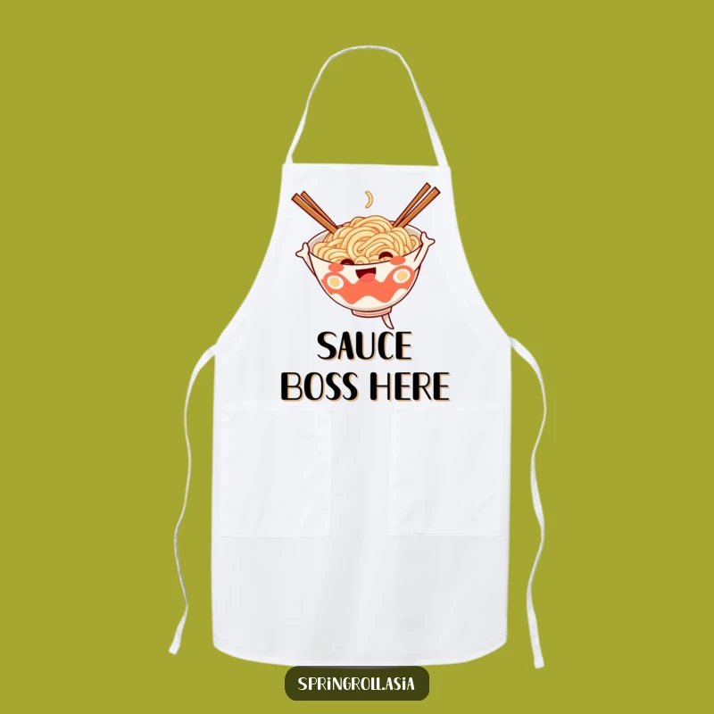 Funny Noodle Dance Apron - Cheerful Ramen Bowl Kitchen Gear