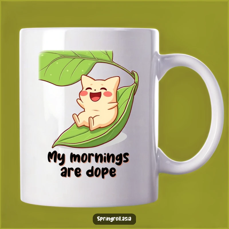 Funny Gyoza Leaf Slide Mug - Hilarious Dumpling Lover's Gift