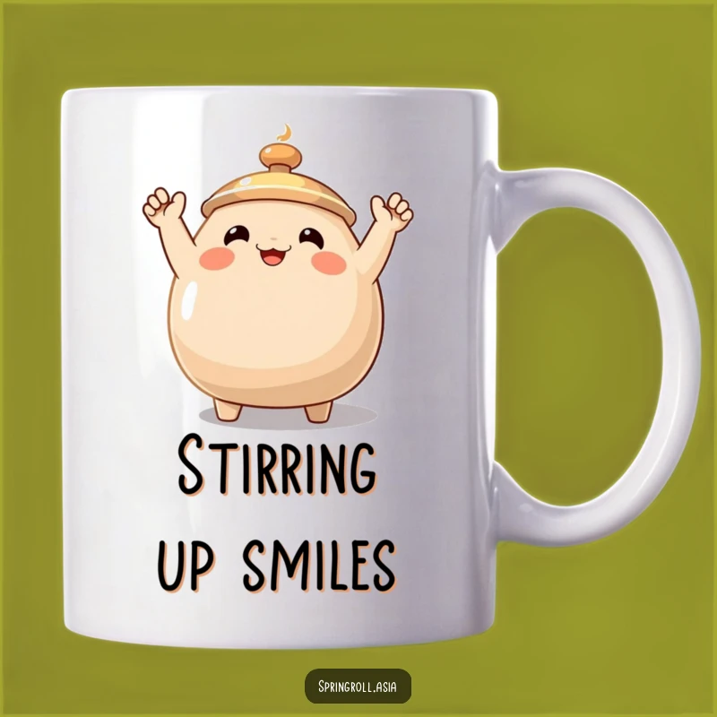 Funny Wok Wave Mug: Enthusiastic Cartoon Kitchenware Gift for Happy Cooks