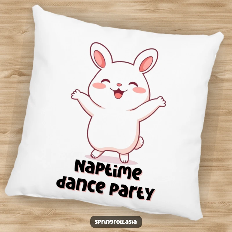 Funny bao bun pillow featuring a happy steamed bun in a silly dance pose, adding plush comfort and humorous charm to any room.