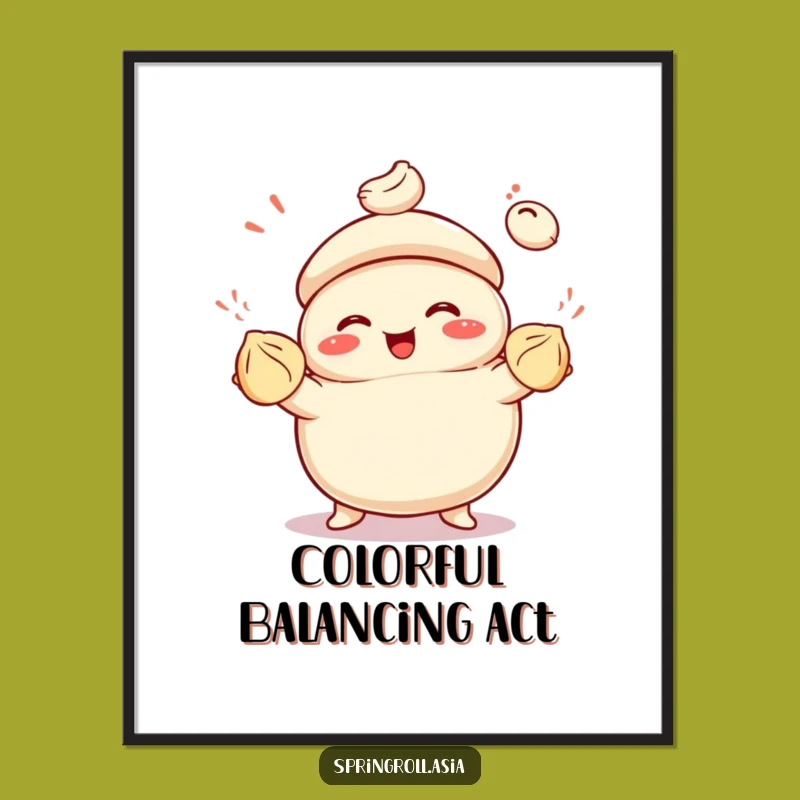 Funny Bao Dumpling Juggler Digital Print: Instant Glee for Your Walls