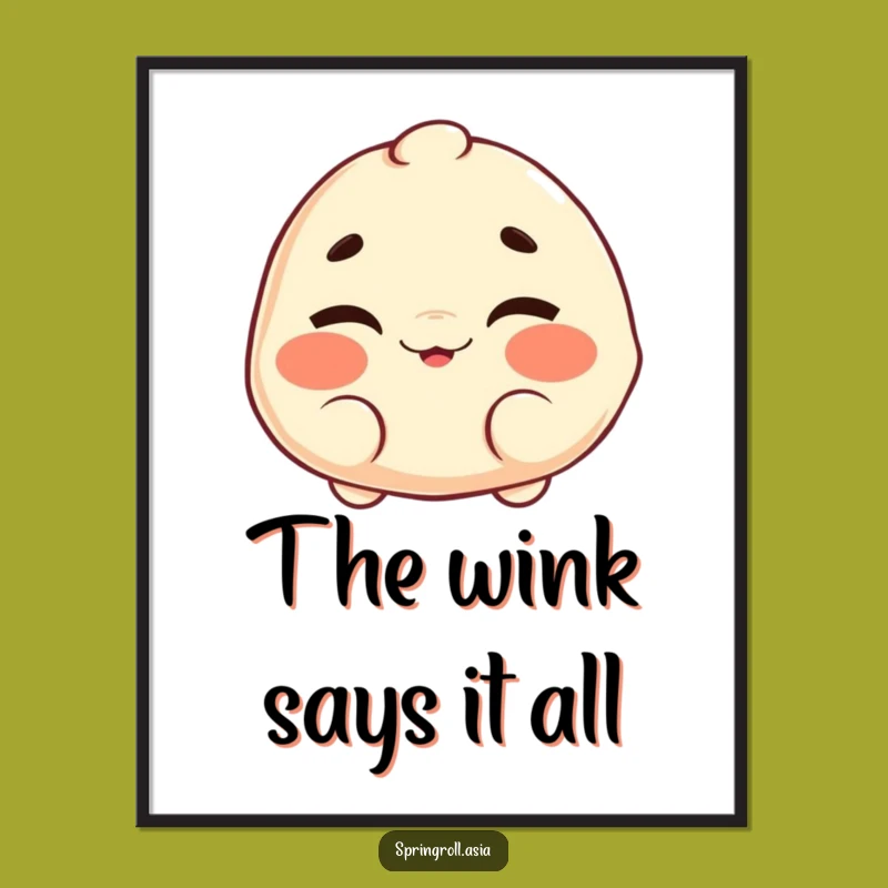 Funny Dumpling Wink Digital Art - Instant Playful Download