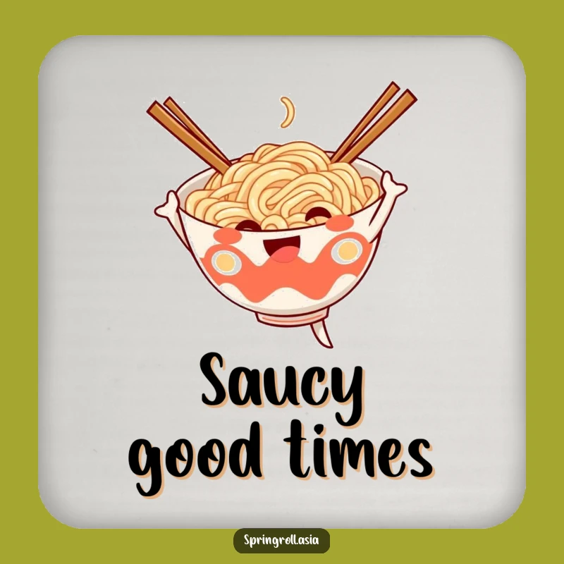 Funny Noodle Dance Drink Coaster - Cheerful Ramen Bowl Protector