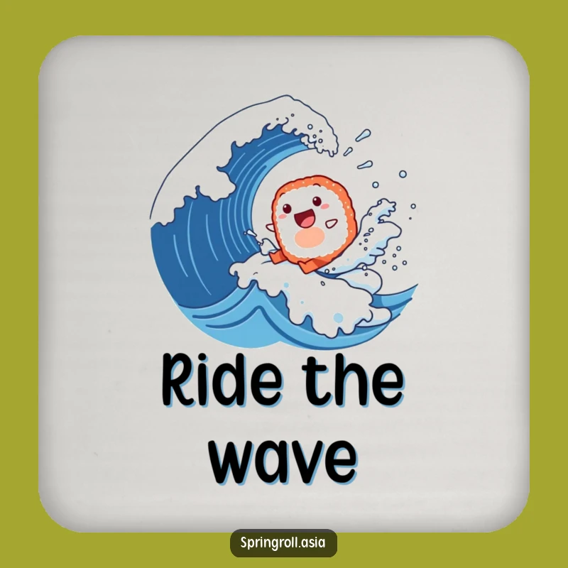 Funny Sushi Surfer Coasters: Protect Tables with Wave Riding Fun