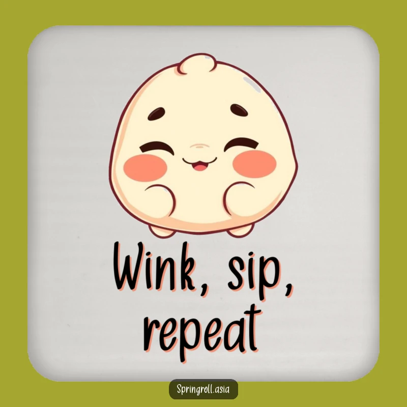 Funny Dumpling Wink Coaster - Protect Surfaces Playfully