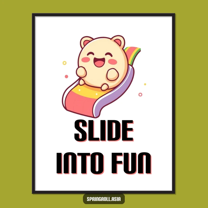 Funny Dim Sum Rainbow Poster - Giggly Dumpling Wall Art