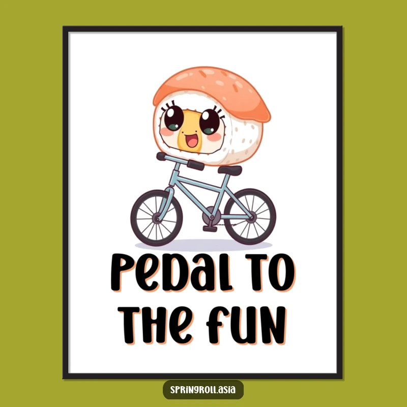 Funny Sushi Bicycle Poster - Whimsical Wall Art Gift