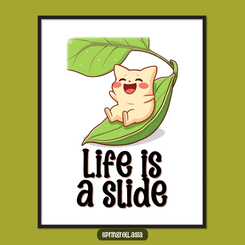 Funny Gyoza Leaf Slide Poster - Hilarious Dumpling Wall Art