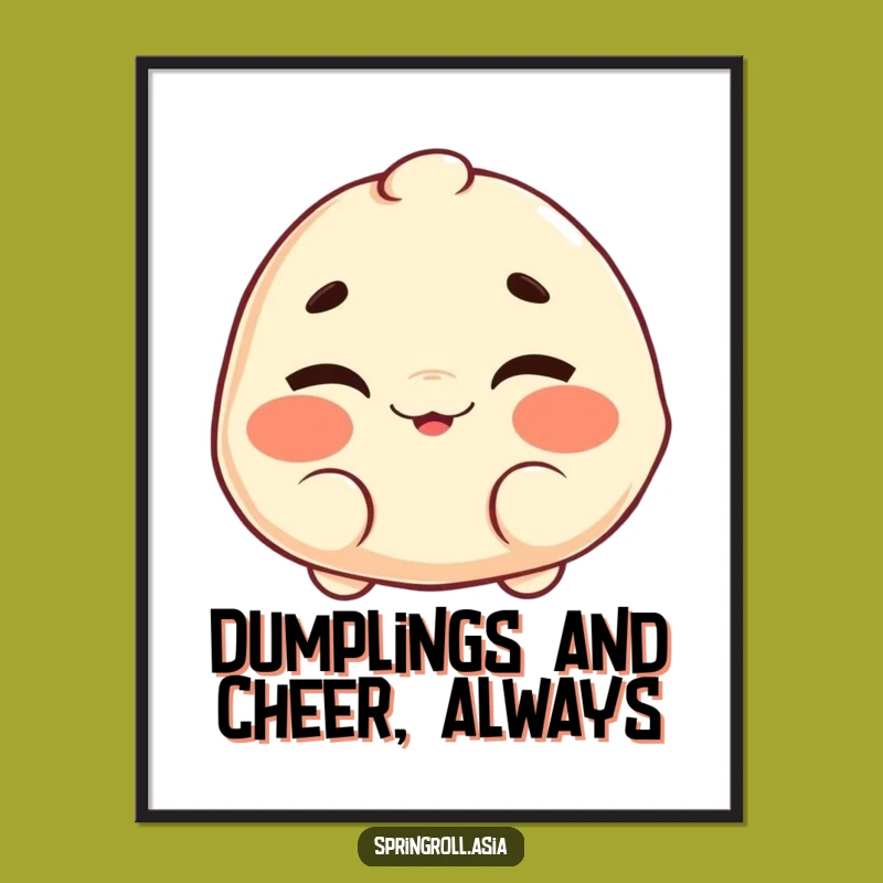 Free Printable Wall Art: Cheeky Winking Dumpling - Downloadable Playful Decor