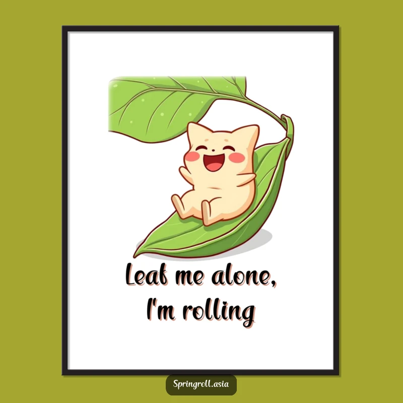 Free Printable Wall Art: Gyoza's Hilarious Leaf Slide for Playful Decor