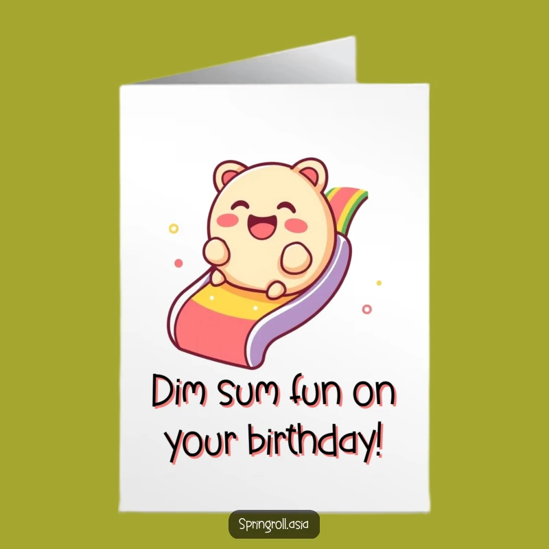 Free Printable Birthday Card: Dim Sum's Rainbow Slide for a Jolly Celebration