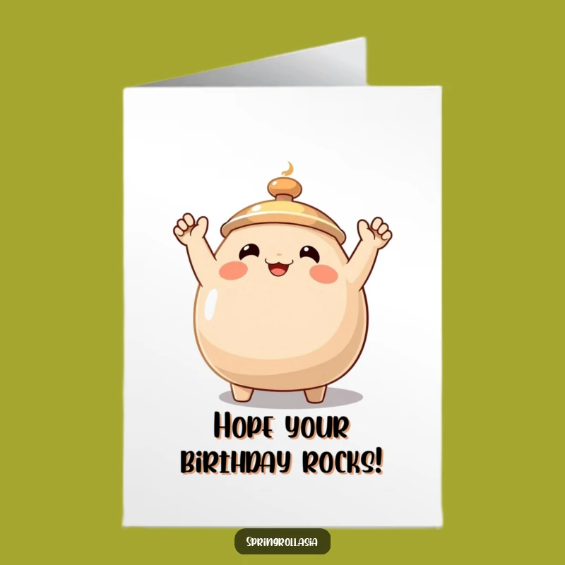 Free Printable Funny Wok Birthday Card, Waving Kitchenware Downloadable Humor