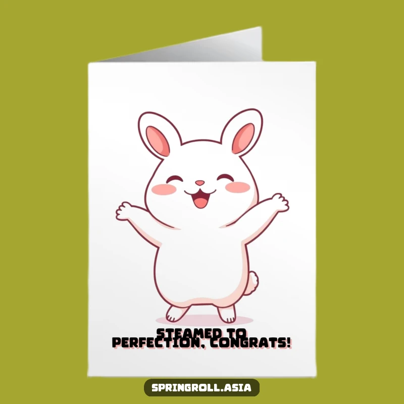 Free Printable Funny Bao Bun Congratulations Card, Dancing Dumpling Downloadable Celebration