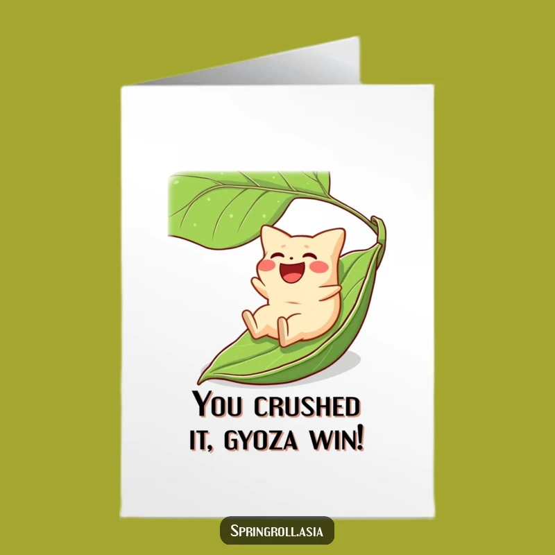 Free Printable Congrats Card: Gyoza's Epic Leaf Slide for Your Big Win