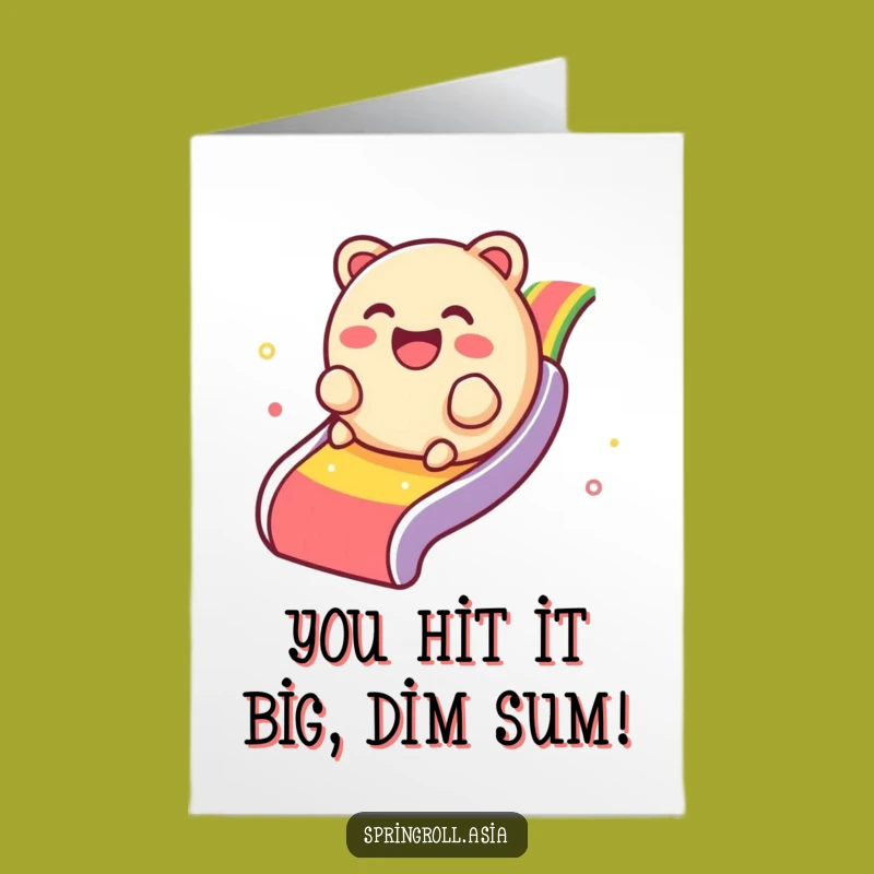 Free Printable Congrats Card: Dim Sum's Rainbow Ride for Your Milestone