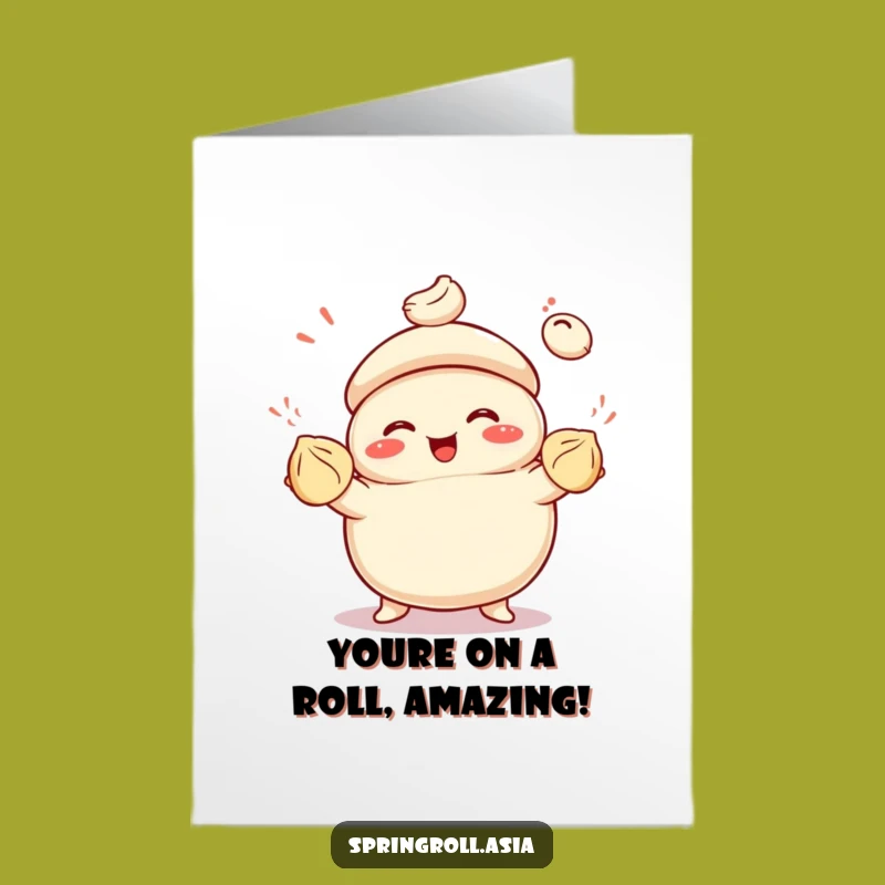 Free Printable Congrats Card: Bao Dumpling Acrobat - Humorous Downloadable