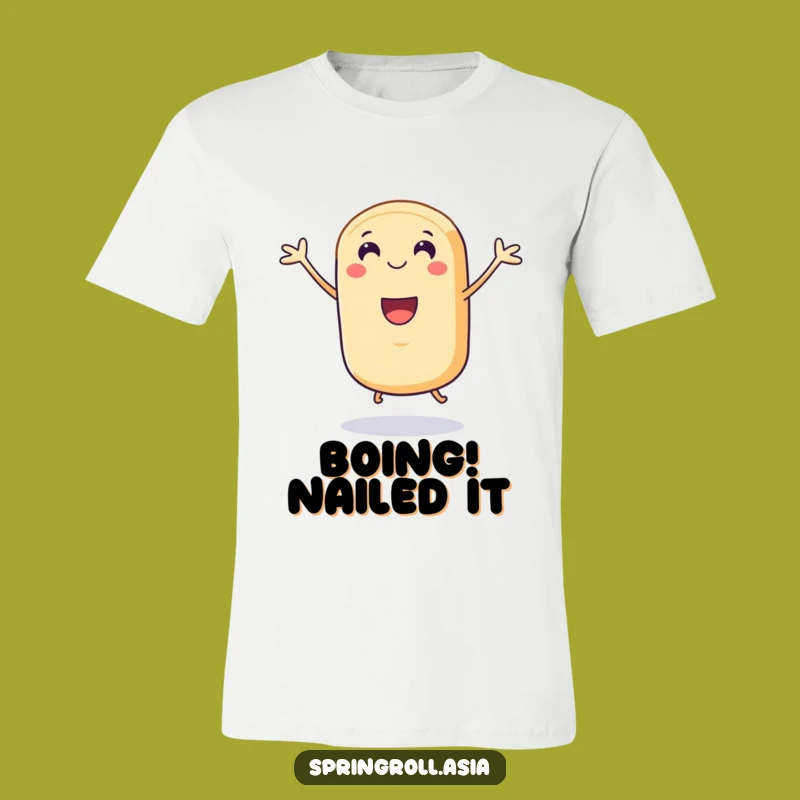 Funny Spring Roll Celebration T-Shirt - Energetic Cartoon Apparel
